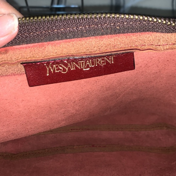 Yves Saint Laurent authentic leather YSL clutch bag, color (burgundy) - Picture 9 of 11
